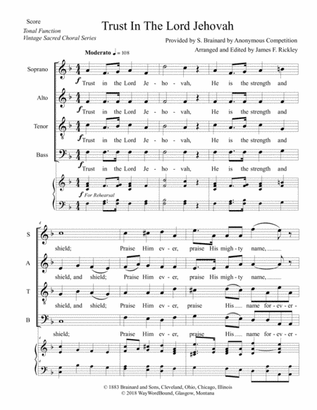 Trust in the Lord Jehovah (arr. James F. Rickley)
