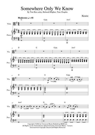 Somewhere Only We Know (arr. Golden Skull Editions)