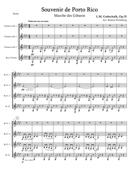 Souvernir de Porto Rico (Clarinet Quartet) (arr. Rotem Weinberg)