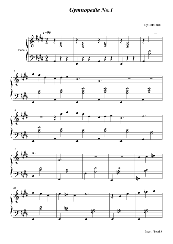 Gymnopedie No. 1 (arr. poon)