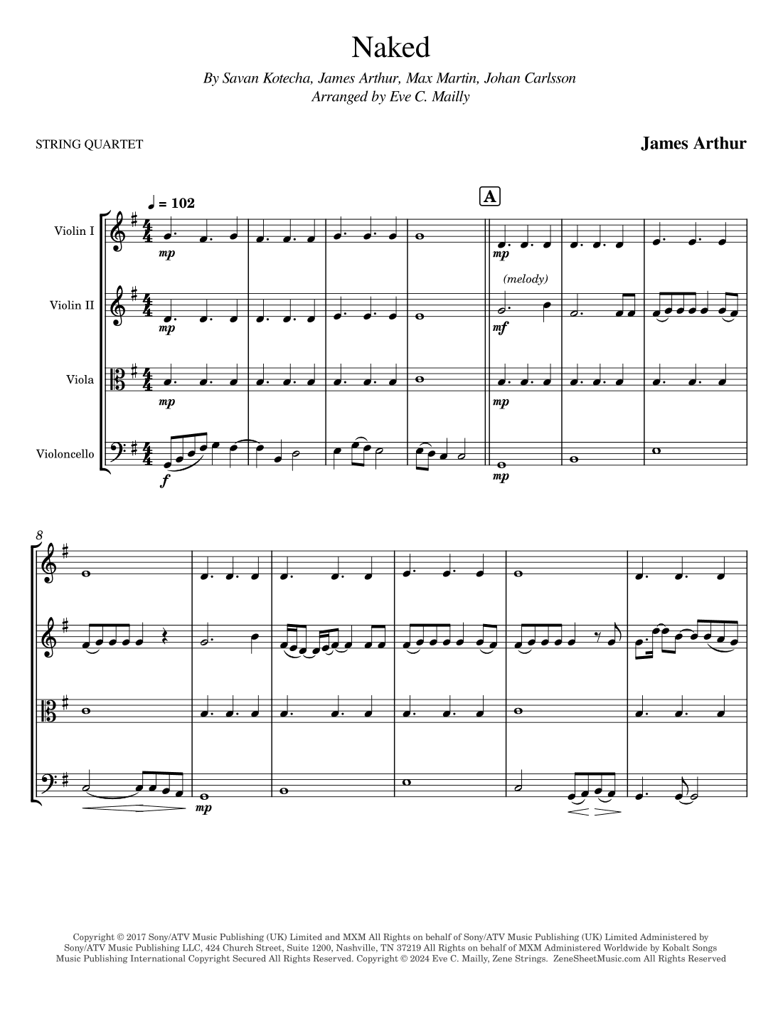 Naked (arr. Eve C. Mailly - Zene Strings)