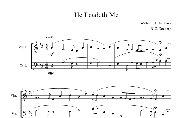 He Leadeth Me (Violin and Cello Duet) (arr. B. C. Dockery)