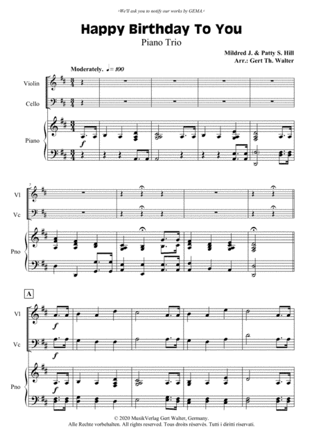 Happy Birthday To You (arr. Gert Th. Walter)