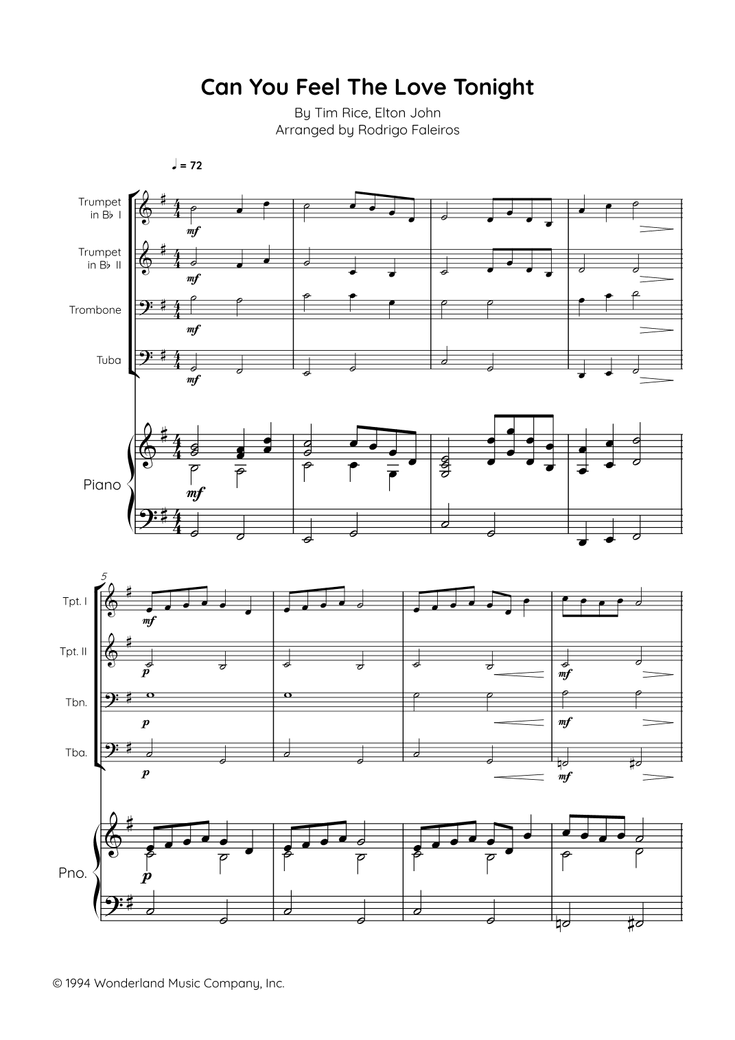 Can You Feel The Love Tonight (arr. Rodrigo Faleiros)