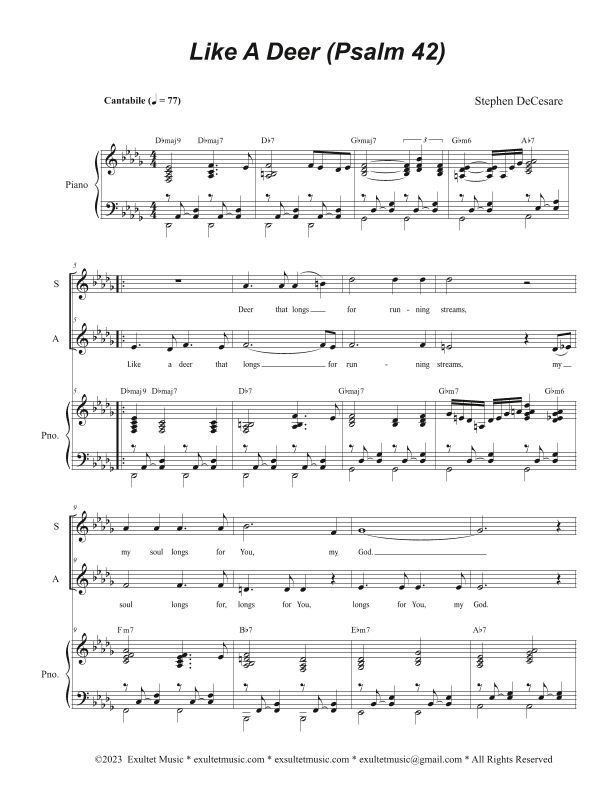 Like A Deer (Psalm 42) (2-part choir - (SA)