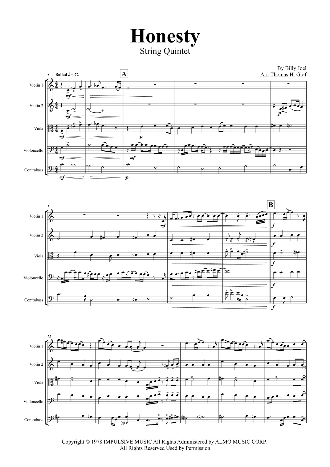Honesty (arr. Thomas H. Graf)
