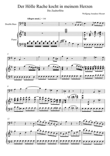 W.A Mozart - Der Hölle Rache kocht in meinem Herzen (Die Zauberflöte) Double Bass Solo - G Key (arr. André Laitano)