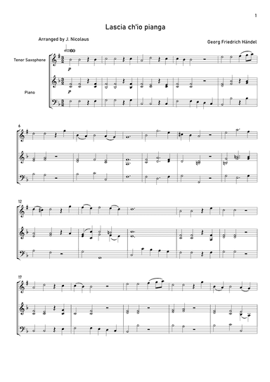 Lascia ch'io pianga (arr. John Nicolaus)