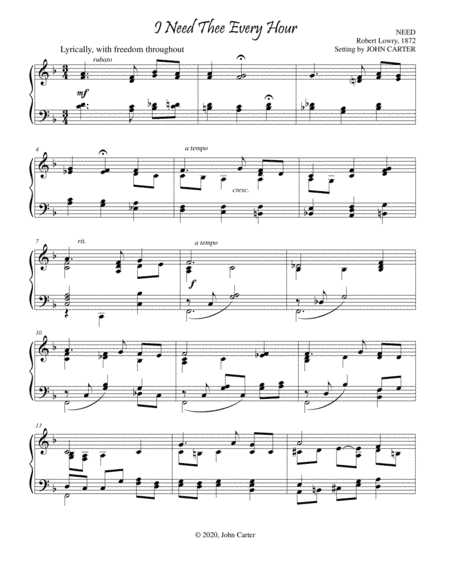 I Need Thee Every Hour (arr. John Carter)