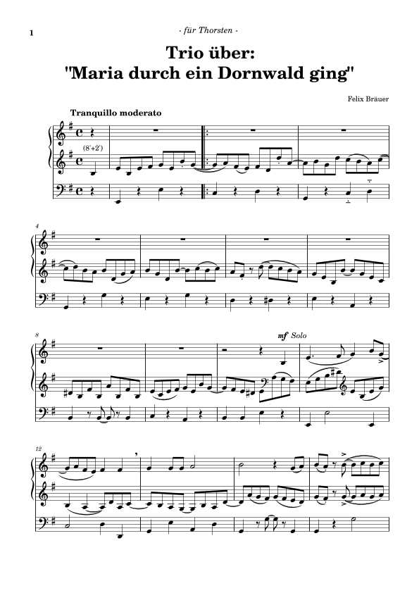 Trio über: "Maria durch ein Dornwald ging"