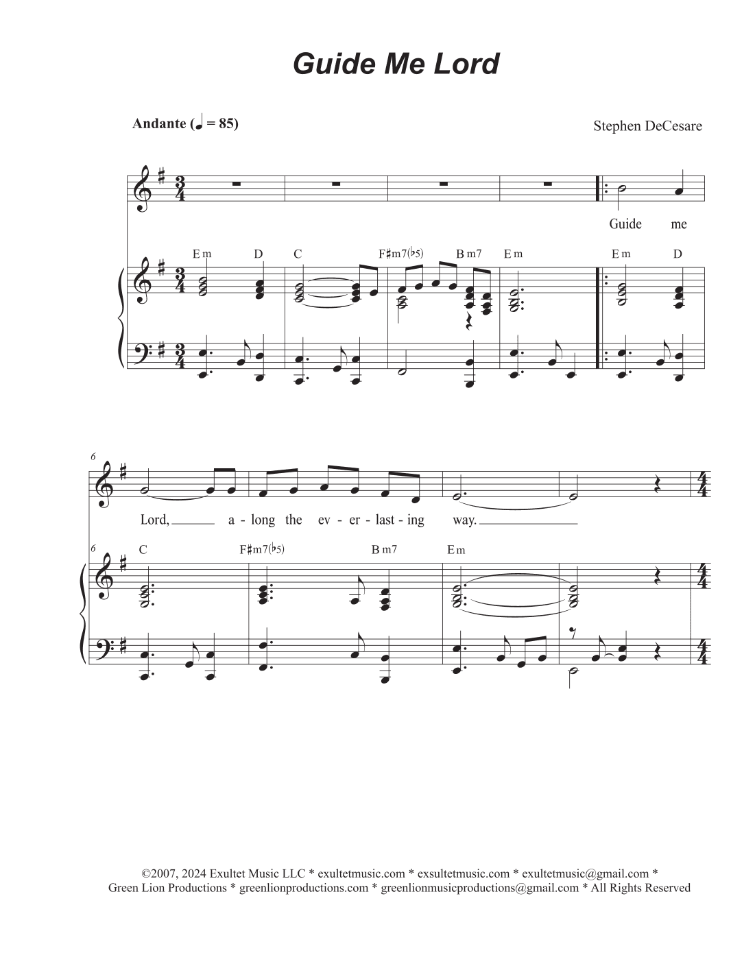 Guide Me Lord (Unison choir - High Key)