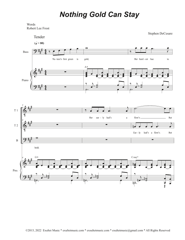 Nothing Gold Can Stay (Vocal Trio - (TTB)
