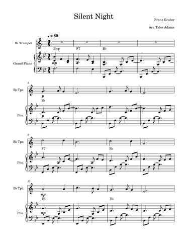 Silent Night (Trumpet Solo with Piano) (arr. Tyler Adams)