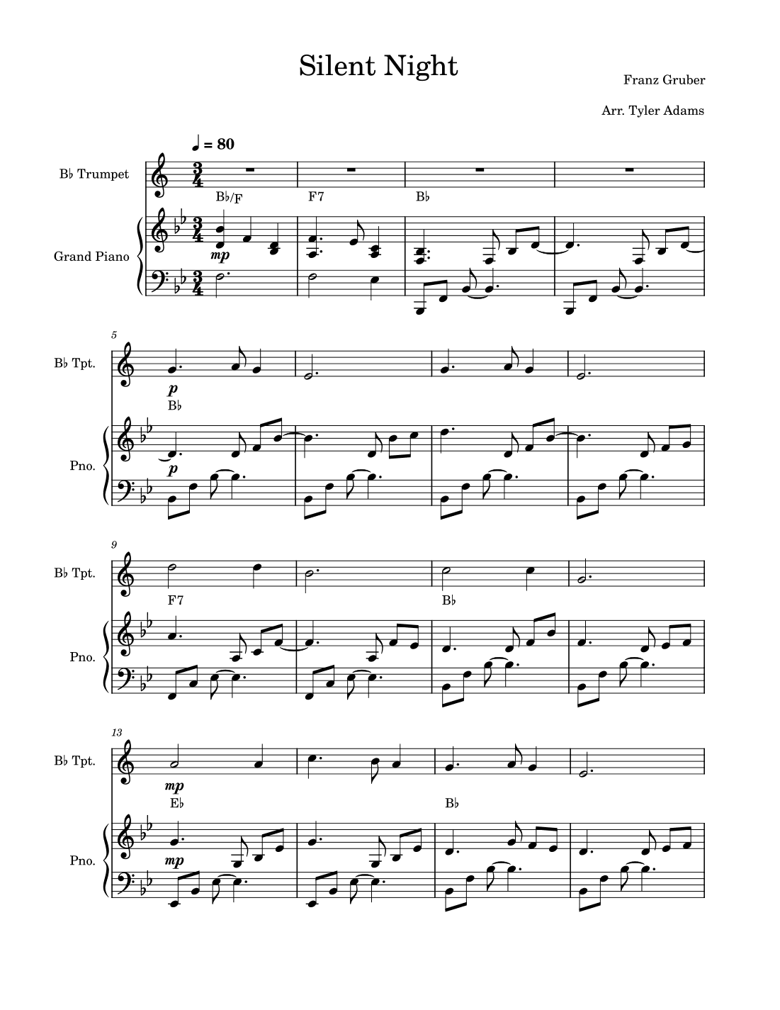 Silent Night (Trumpet Solo with Piano) (arr. Tyler Adams)