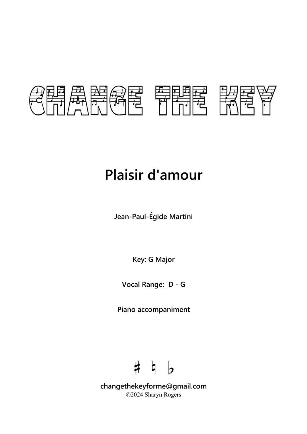 Plaisir d'amour - G Major (arr. Sharyn Rogers)