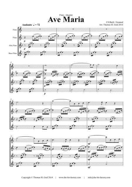 Ave Maria - Bach/Gounot - Flute Quartet (arr. Thomas H. Graf)