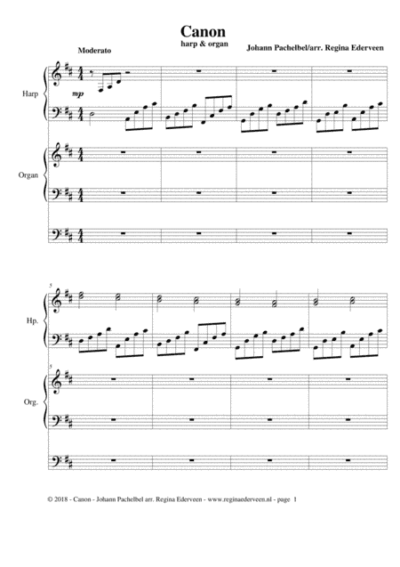 Canon in D - harp and organ