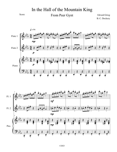 In the Hall of the Mountain King (Flute Duet with Piano Accompaniment) (arr. B. C. Dockery)