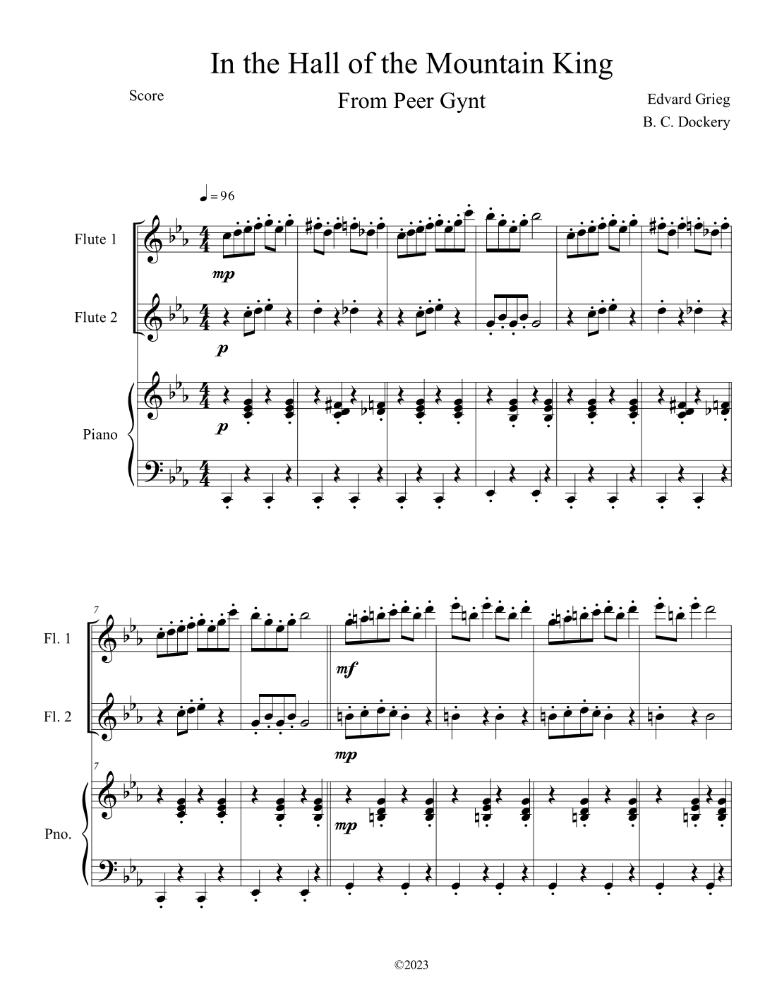 In the Hall of the Mountain King (Flute Duet with Piano Accompaniment) (arr. B. C. Dockery)
