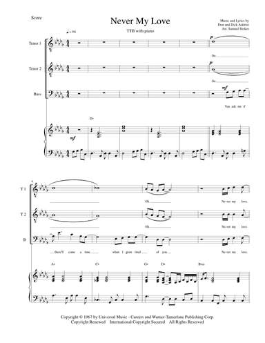 Never My Love (arr. Samuel Stokes)