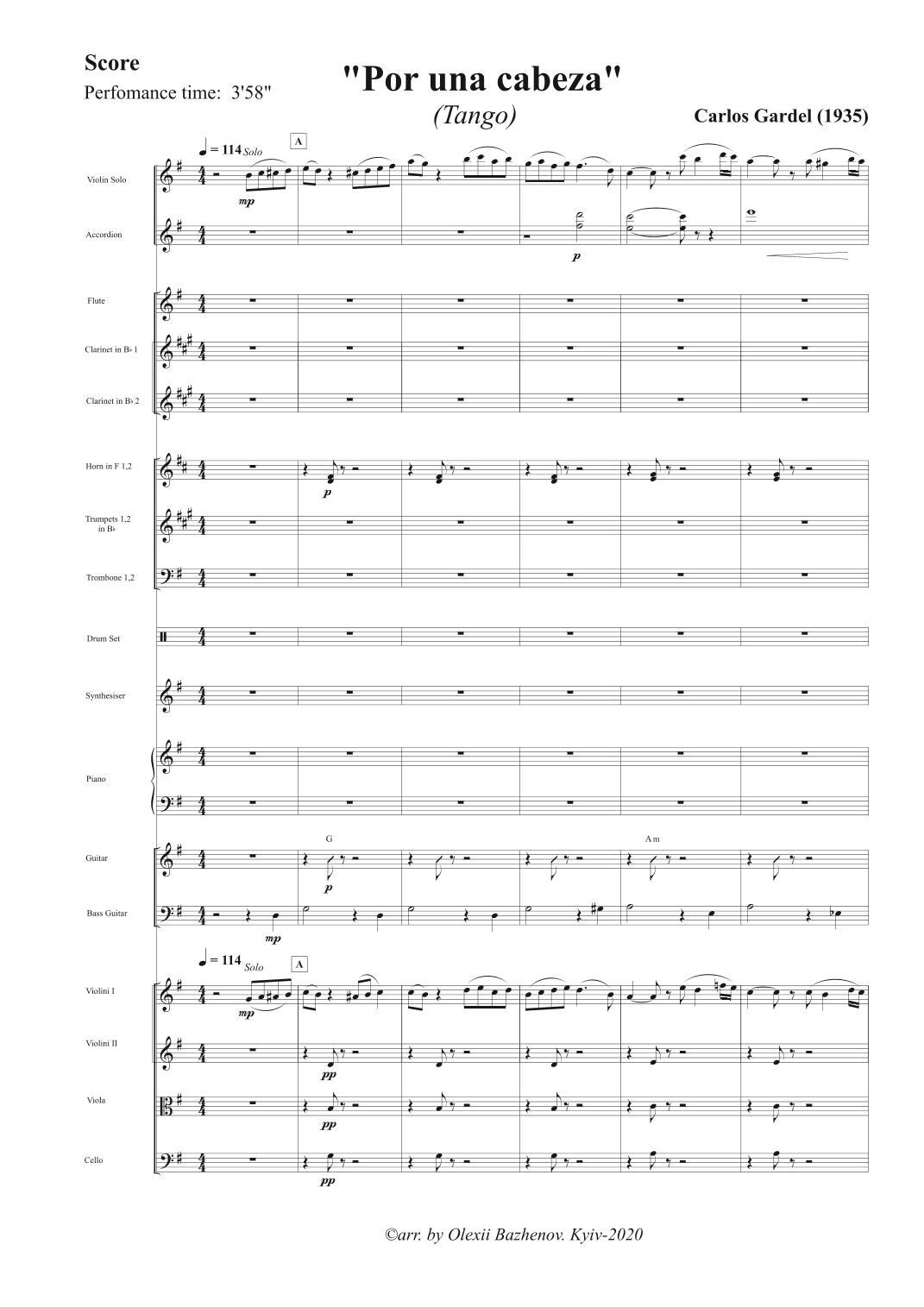 Tango "Por una cabeza" (arr. arrange by Oleksiy Bazhenov)