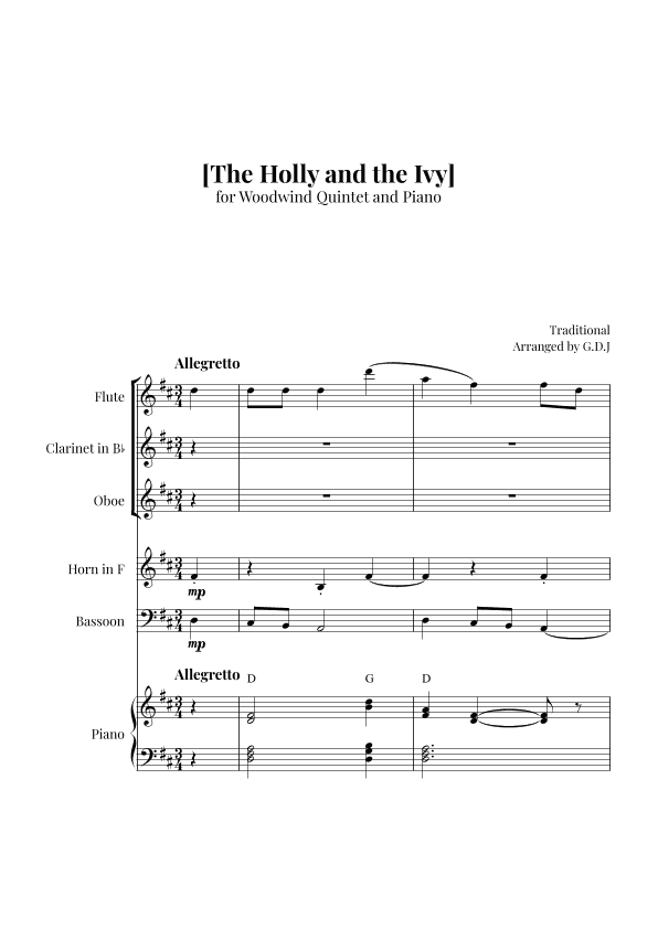 The Holly and the Ivy (arr. GDJ)