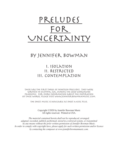 Preludes for Uncertainty I - III  (Isolation, Restricted, Contemplation)