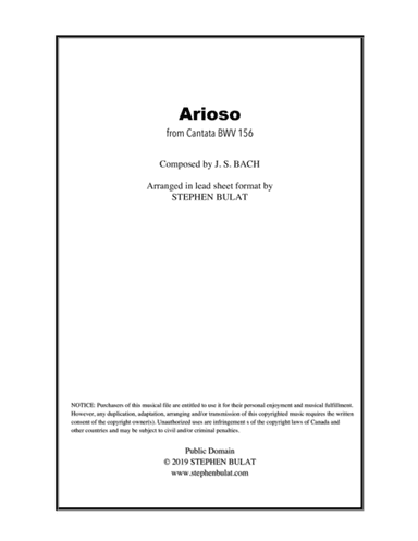 Arioso (Bach) - Lead sheet (key of E) (arr. Stephen Bulat)