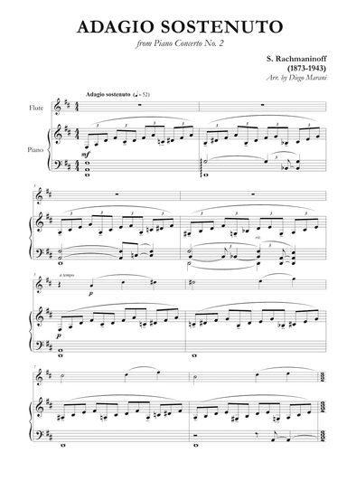 Adagio Sostenuto from "Piano Concerto No. 2" for Flute and Piano (arr. Diego Marani)