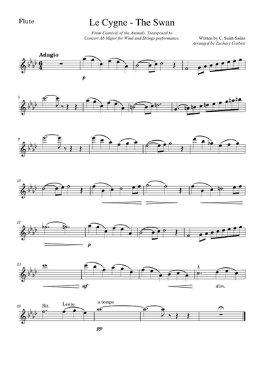 The Swan - Le Cygne (arr. Zachary Corbett)
