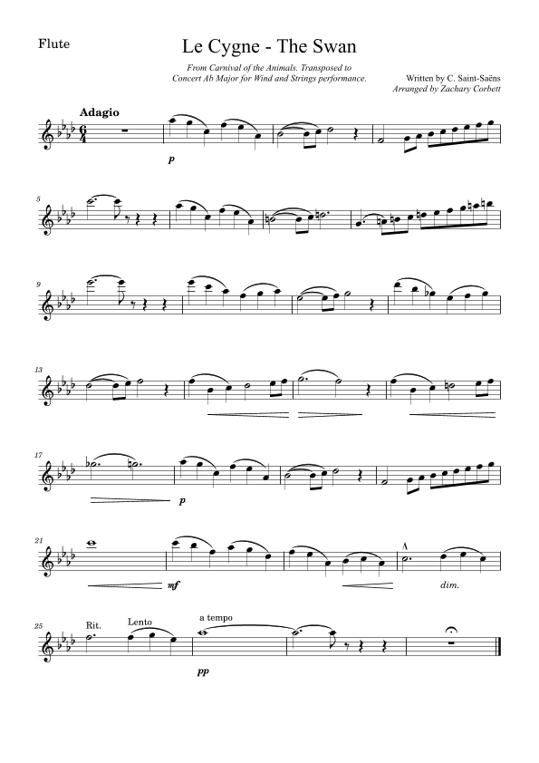 The Swan - Le Cygne (arr. Zachary Corbett)