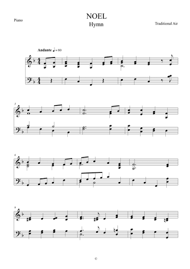 Noel (Hymn) - Traditional Air for Piano Solo (arr. The Sheet Music Library)
