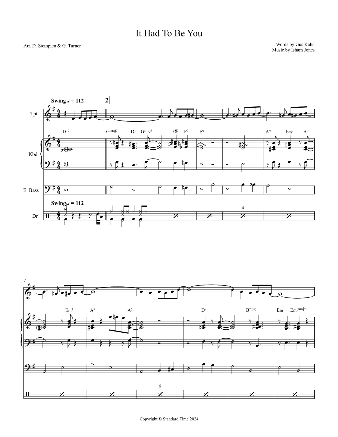It Had To Be You (Jazz Combo, Trumpet) (arr. Debra E. Stempien, Gregory H. Turner)