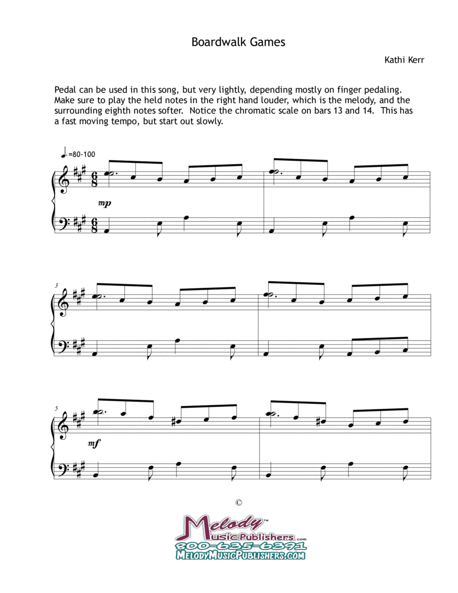 Piano solo late intermediate - "Boardwalk Games"