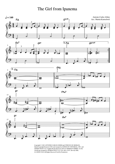 The Girl From Ipanema (garôta De Ipanema) (arr. Martin Kratochwil)
