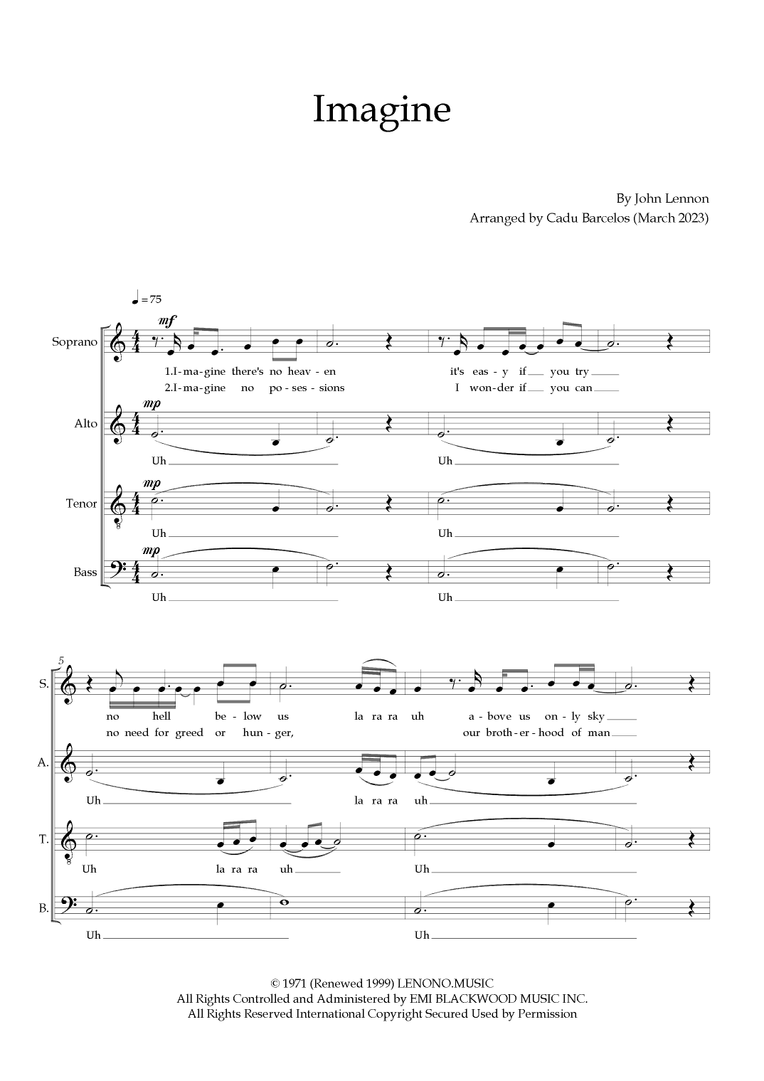 Imagine (arr. Cadu Barcelos)