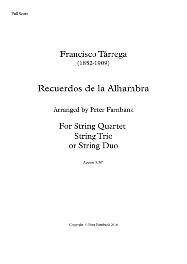 Recuerdos de la Alhambra (arr. Peter Farnbank)
