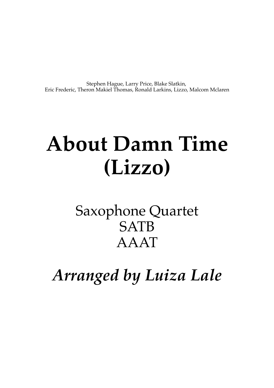About Damn Time (arr. Luiza Lale)
