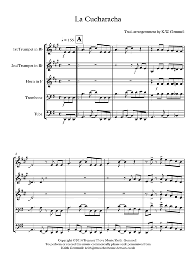 La Cucuracha: Brass Quintet (arr. Keith Gemmell)