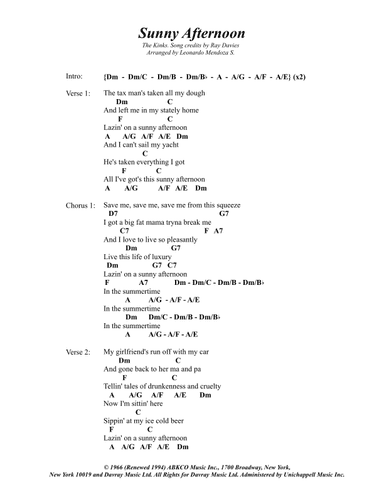 Sunny Afternoon (arr. Leonardo Mendoza S.)