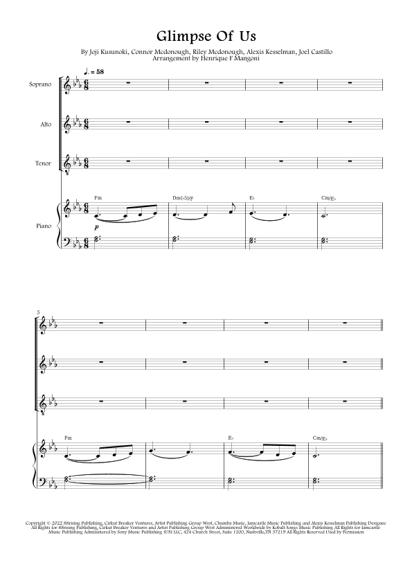 Glimpse Of Us (arr. Henrique F Mangoni)