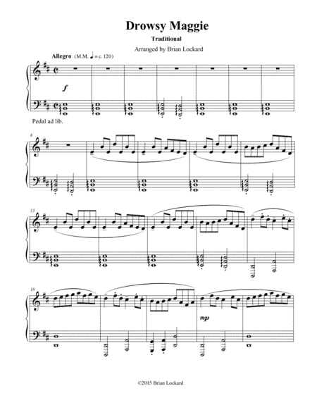 Drowsy Maggie Advanced Piano Solo (arr. Brian Lockard)