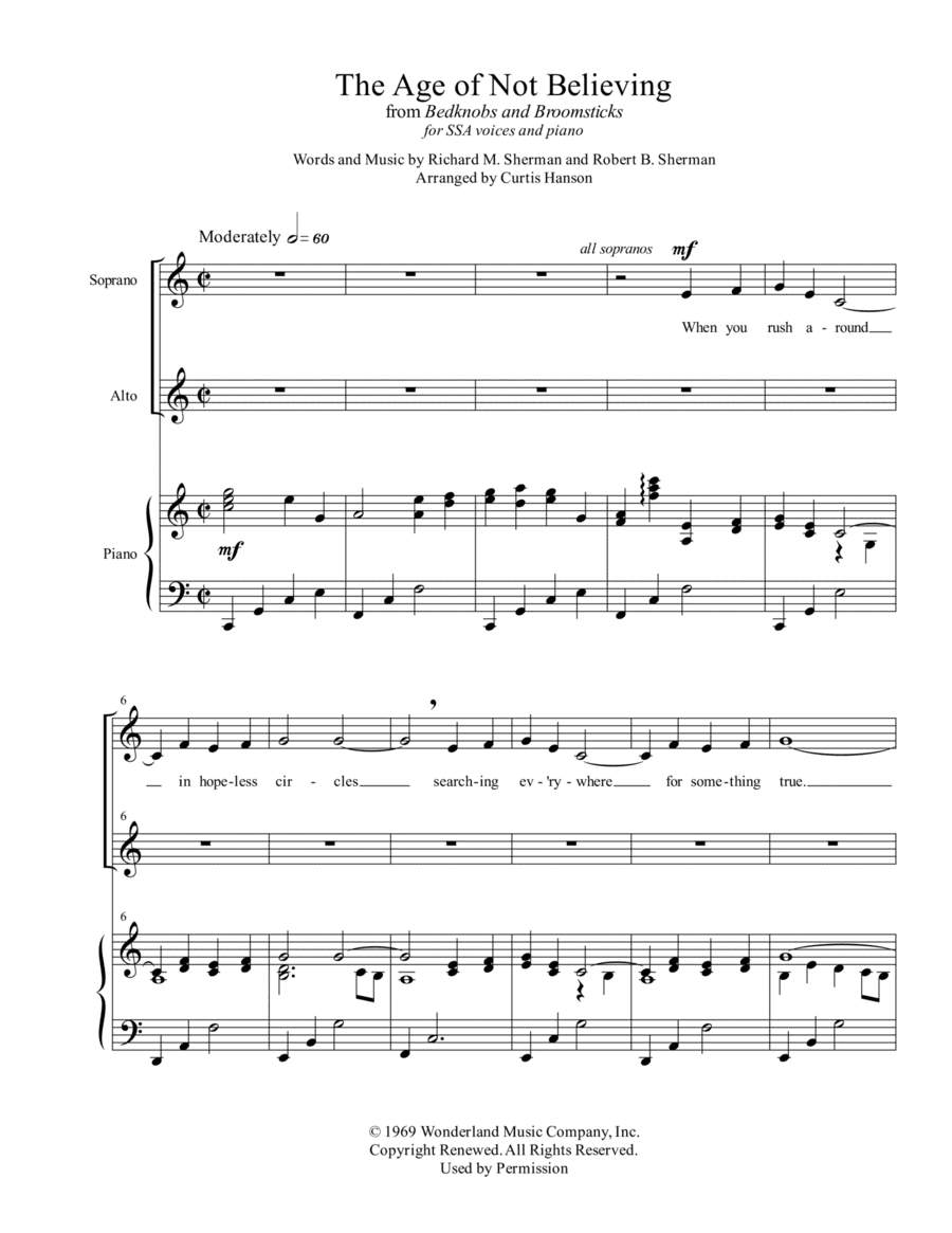 The Age Of Not Believing (arr. Curtis Hanson)