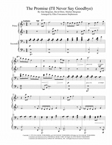 The Promise (i'll Never Say Goodbye) (arr. Ellen Foncannon Stephenson)