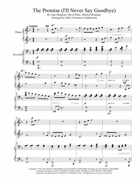 The Promise (i'll Never Say Goodbye) (arr. Ellen Foncannon Stephenson)