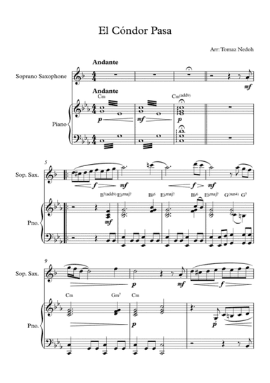 El Cóndor Pasa Soprano Saxophone and Piano (arr. Tomaz Nedoh)