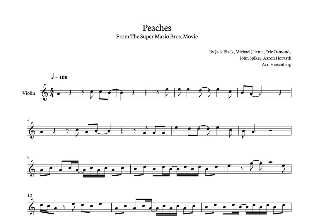Peaches (arr. Heisenberg)