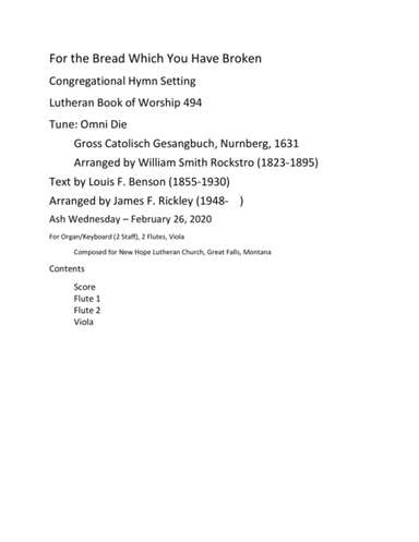 For the Bread Which You Have Broken, Hymn Setting (arr. James F. Rickley)