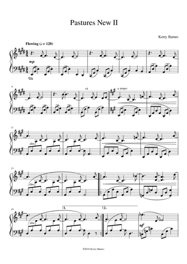 'Pastures New 2'  A lovely piano solo in E Major - Moderately advanced.