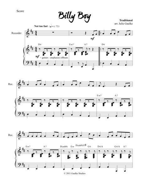 Billy Boy (arr. Julie Gaulke)